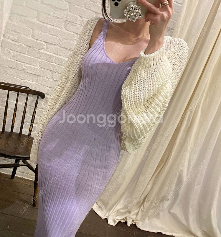 [미사용]여성 수블링 그물 볼레로 가디건 아이보리--5