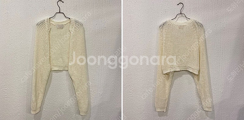 [미사용]여성 수블링 그물 볼레로 가디건 아이보리--6