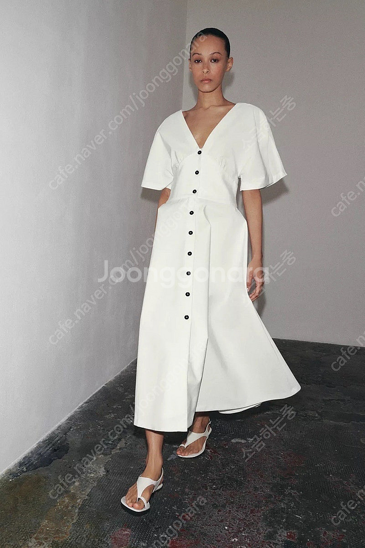 zara 자라 ZW 컬렉션 버튼 미디 원피스 새상품--3