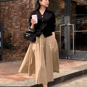 칙스라벨 CHIXLABEL H 르쥬 풀 스커트 블랙, 베이지 m 새상품