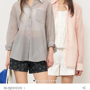 제너럴아이디어 링클 시어 셔츠 그레이s