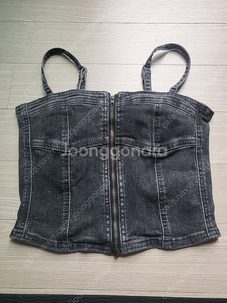 블랙 데님 크롭탑 새상품--0