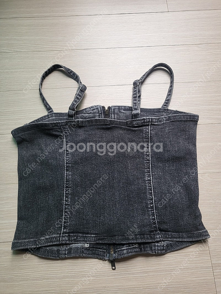 블랙 데님 크롭탑 새상품--1