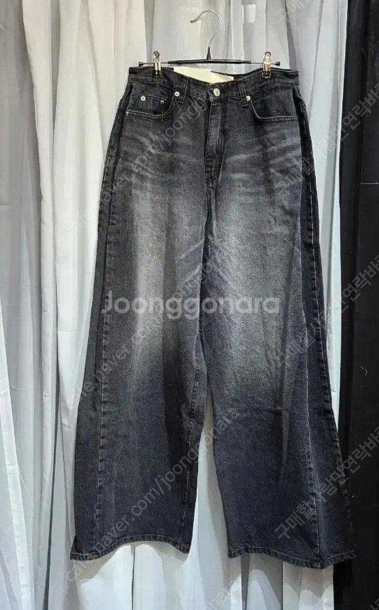 새상품 미개봉 오즈브릿지 옆핀턱 하이웨스트 와이드 데님--0