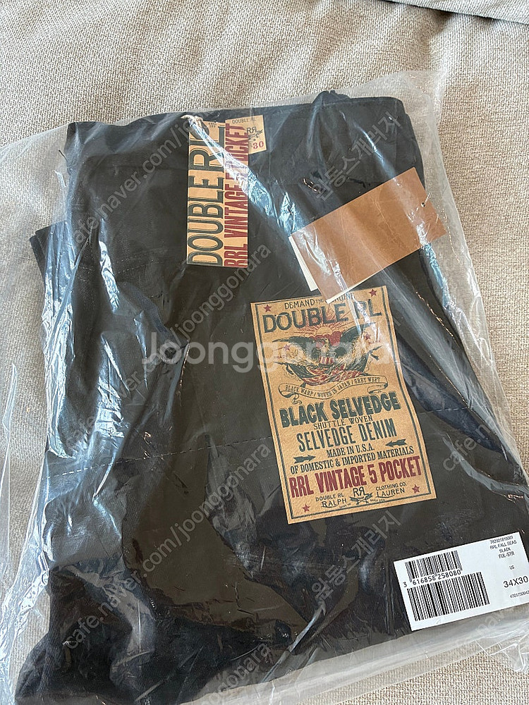 rrl 빈티지파이브포켓 블랙온블랙 34X30 새상품--0