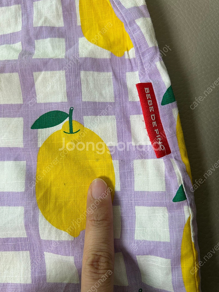 베베드피노 100 체크 레몬 베이비 오버롤+모자--2