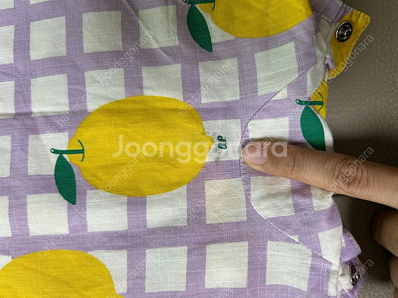 베베드피노 100 체크 레몬 베이비 오버롤+모자--3