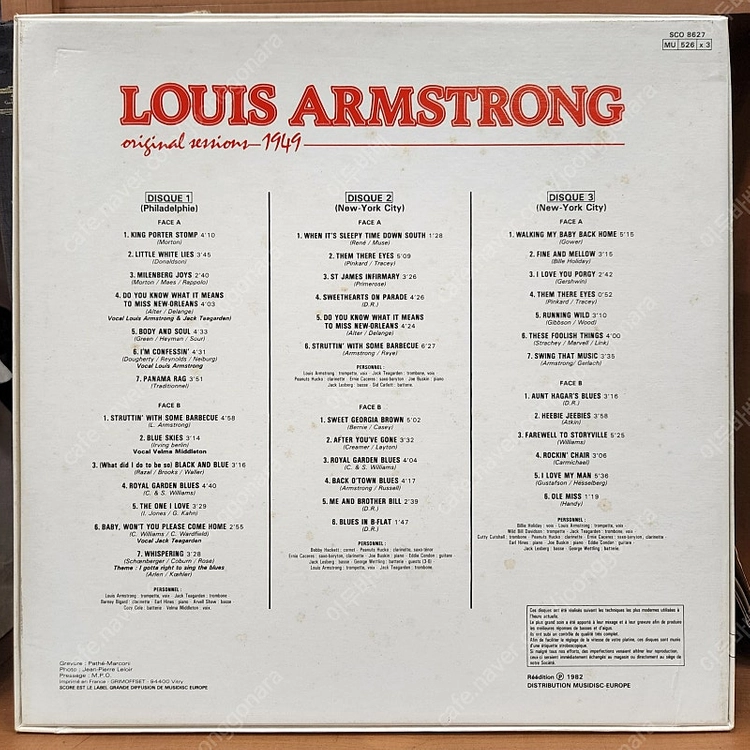 루이 암스트롱 Original Sessions 1949 수입 음반 재즈 3 LP 희귀반 가격인하! 이미지