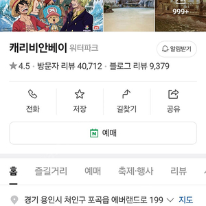 캐리비안베이 8월 16일(토) 이용권 2매 팝니다