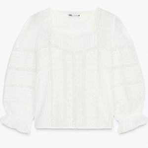 자라 스퀘어넥 로맨틱 블라우스