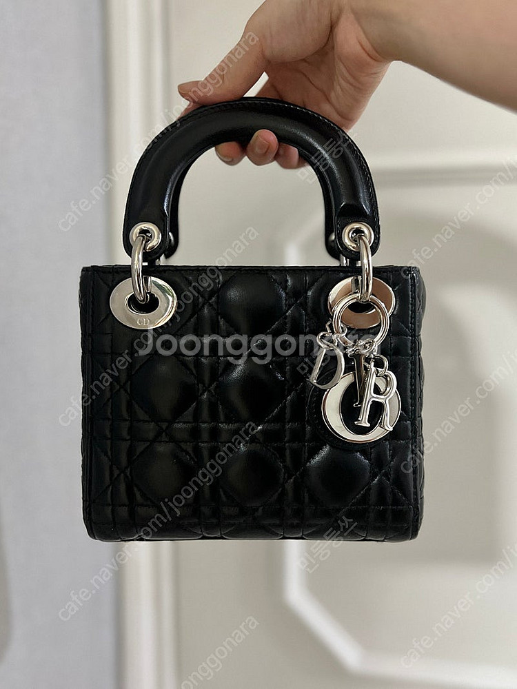 디올 레이디백 미니 블랙 은장--0