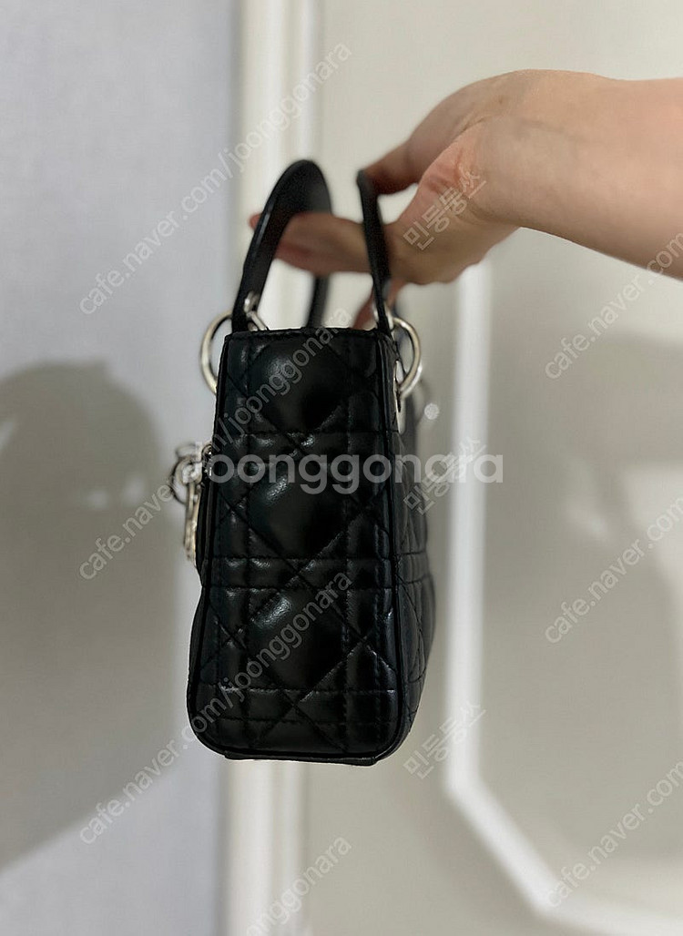 디올 레이디백 미니 블랙 은장--2