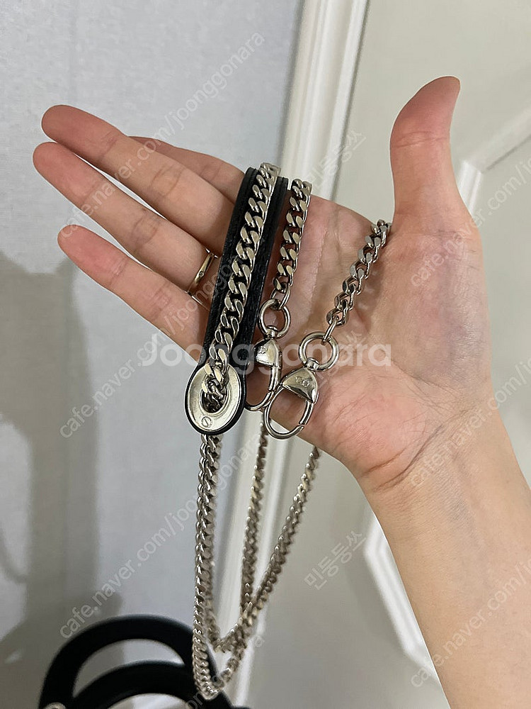 디올 레이디백 미니 블랙 은장--4