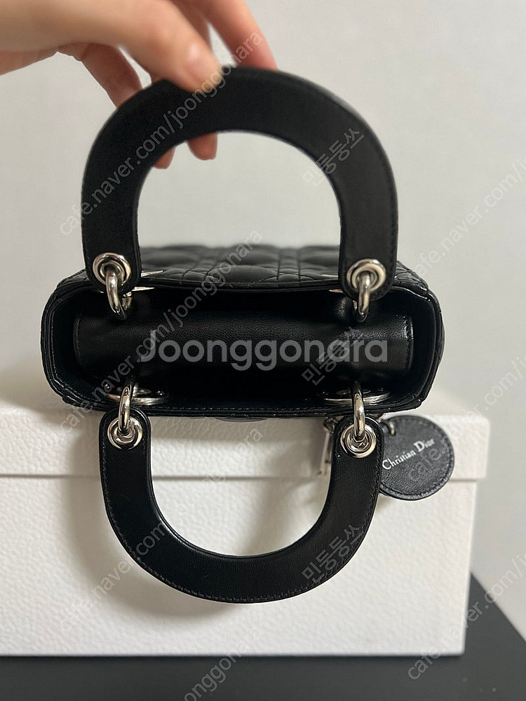 디올 레이디백 미니 블랙 은장--6