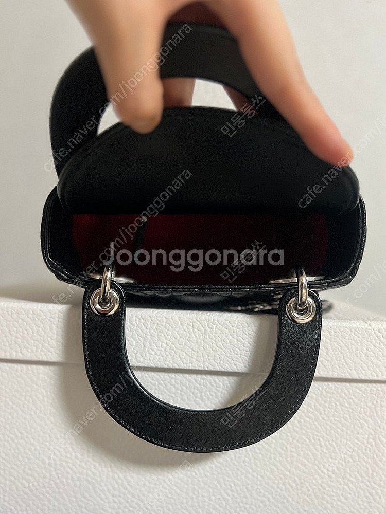 디올 레이디백 미니 블랙 은장--7