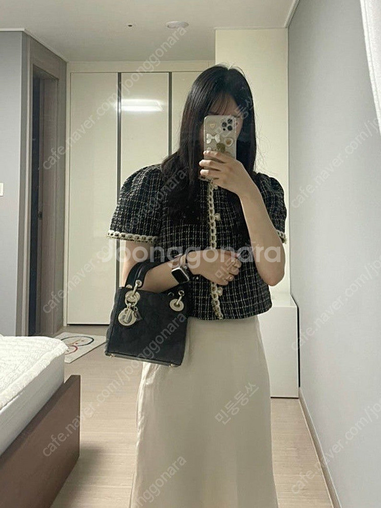 디올 레이디백 미니 블랙 은장--8