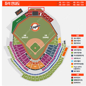 8월14일(목요일) 대전 한화vs롯데 외야탁자석 4연석