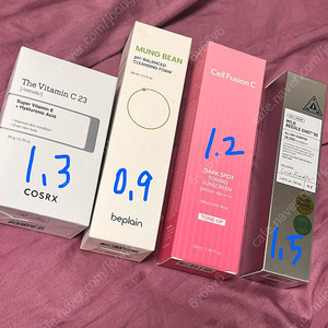 코스알엑스 세럼,비플레인 녹두 클렌징폼,셀퓨전씨 선크림,VT 리들샷,닥터지 선크림 (가격 상이)