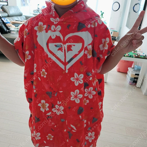 록시 키즈 후드 타월 판초