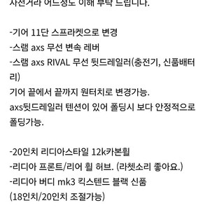 버디 3세대 풀튜닝 무선 20인치 mtb대차가능