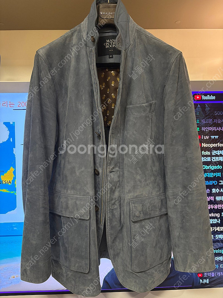 맨온더분 블루 스웨이드 자켓 팝니다--0