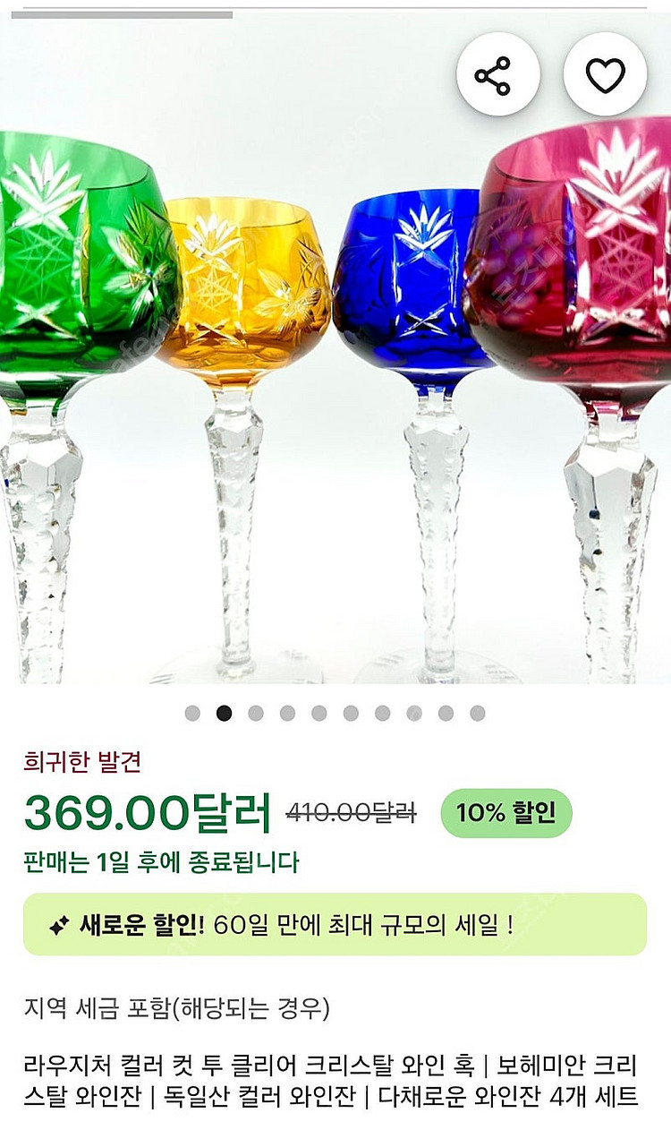 (새제품) 최고급 독일 크리스탈 와인잔.--2