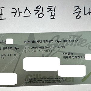 <최저가> 8월 30일 실리카겔 콘서트 스탠딩 2/3연석 단석
