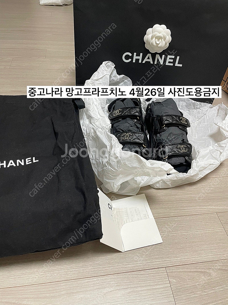 (38,250)샤넬 밸크로 벨크로 샌들 캐비어 블랙--0