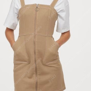 H&M 데님 멜빵 원피스 베이지 (반택포)