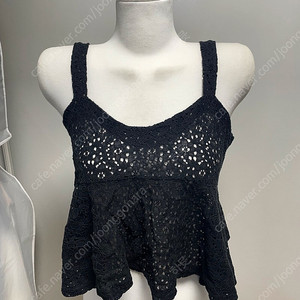 플라워패턴 블랙 검정 프릴 블라우스 나시 뷔스티에