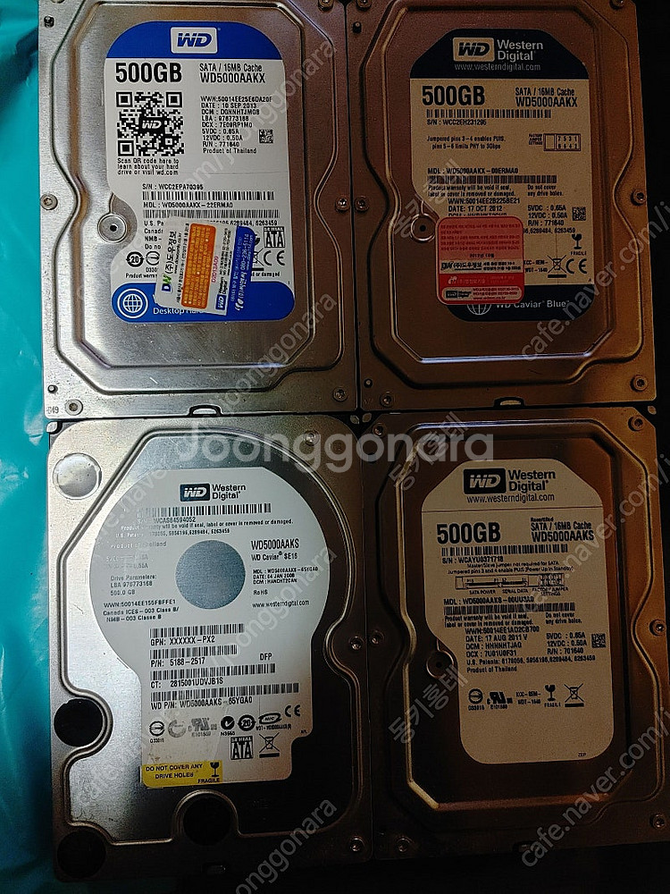 데스크탑 사타 HDD 500G/4개 (CU/GS25편의...--0