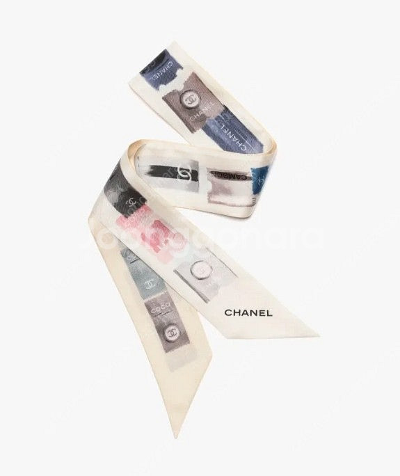 샤넬 트윌리 방도 스카프 에크루/라이트베이지/멀티컬러--0