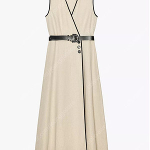 자라 린넨 벨트 미디 롱 원피스 여성 민소매 롱 드레스