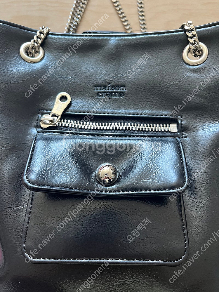 메종크렘 체인 버킷백 블랙 택포--5
