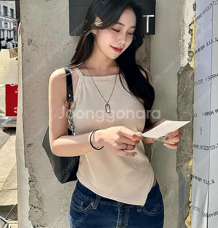 [새상품] 브라캡내장/컴포트랩 에르고핏 골지 홀터탑/테...--5