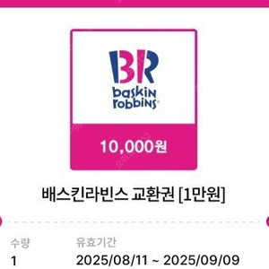 배스킨라빈스 1만원권 (일시사용)