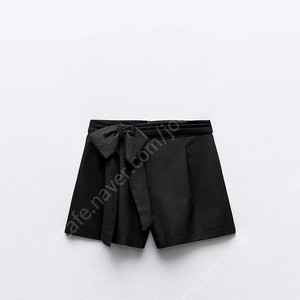 [새상품]ZARA 자라 린넨 블렌드 리본 버뮤다 팬츠 블랙 S 판매해요.