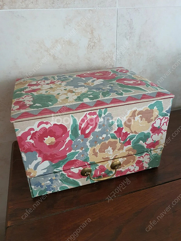 프랑스 빈티지 패브릭 플라워 보석함 박스 인테리어소품--0