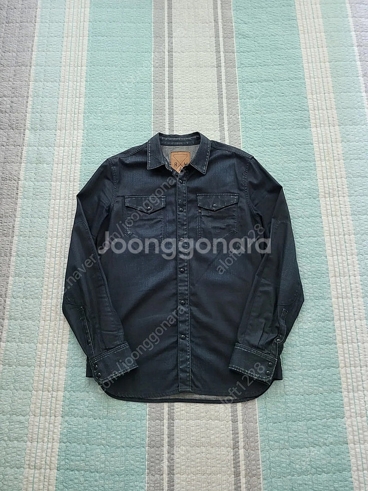 지스타로우 Gstarraw. 에센셜 블랙코팅 데님셔츠....--0