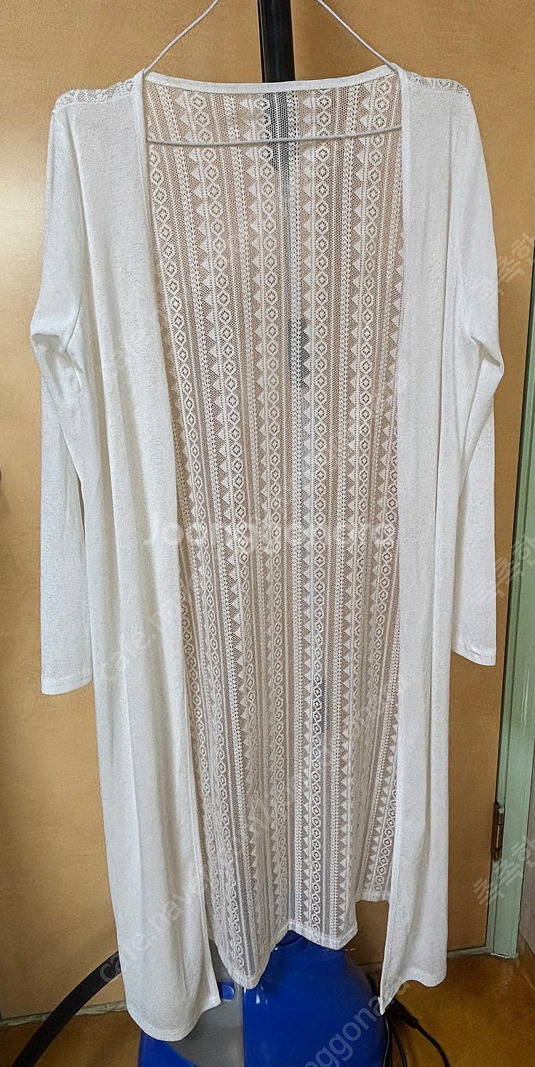 여성 화이트 레이스 롱 가디건--0
