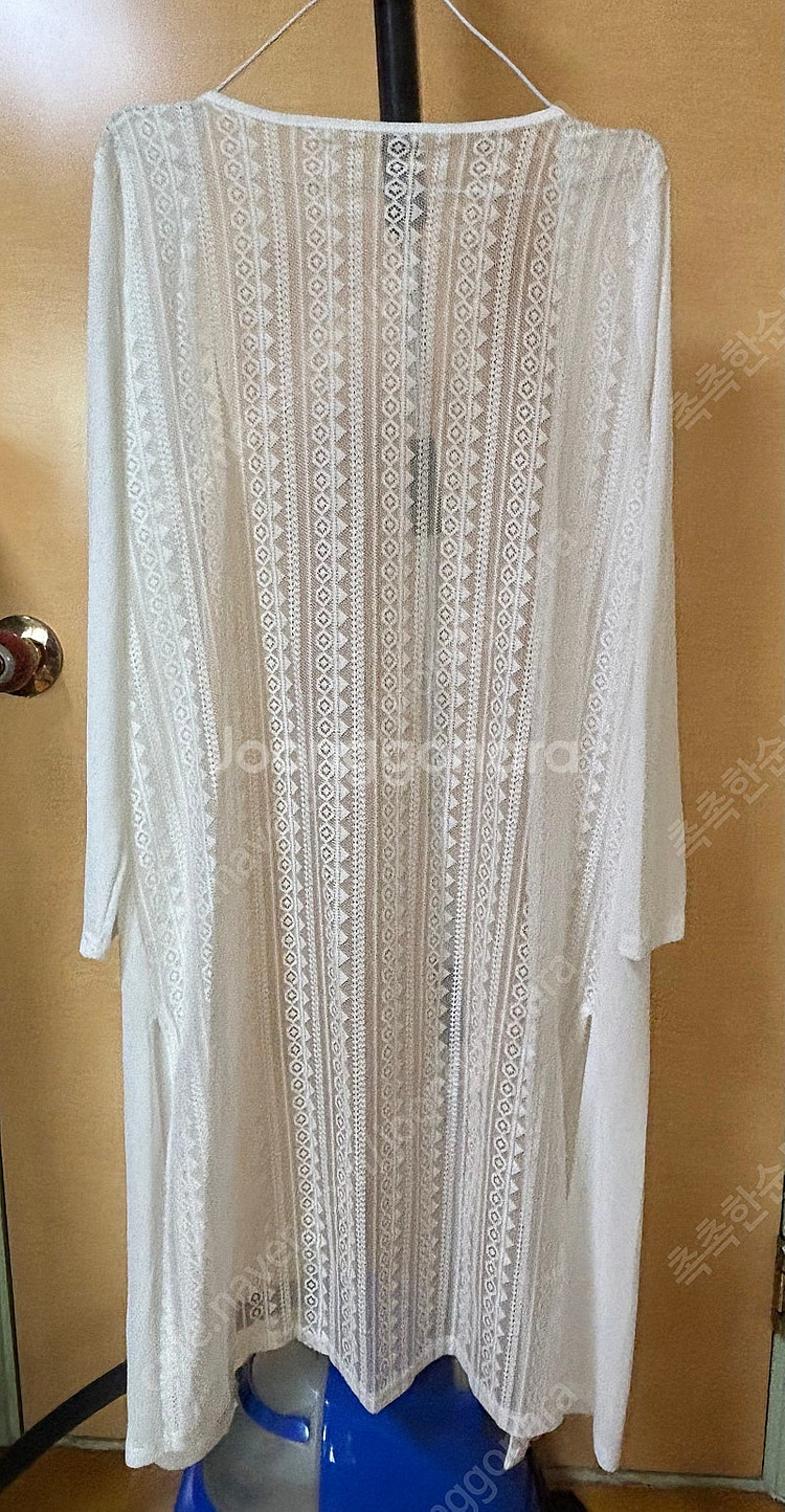 여성 화이트 레이스 롱 가디건--1