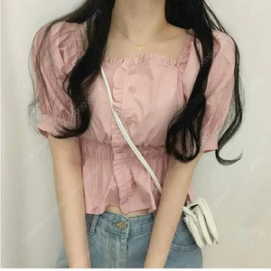 퍼프 블라우스(핑크.블랙)