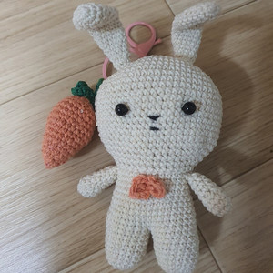 손뜨개 키링, 짱구는 못말려 유리 토끼 인형 열쇠고리