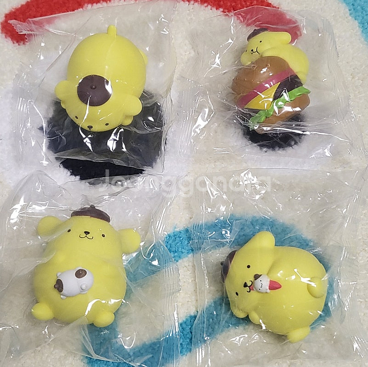산리오 폼폼푸린 과식했어요 소프비 마스코트 가챠 피규어...--1