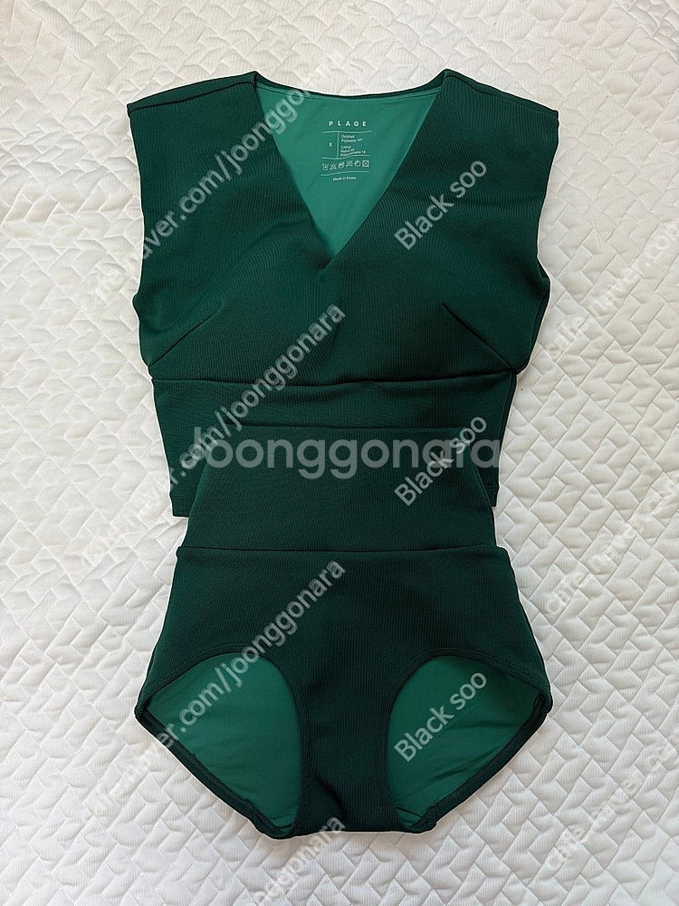 PLAGE 플라주 립 브이넥 스윔세트 그린 S 판매합니...--3