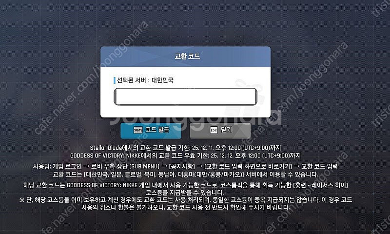스텔라 블레이드 니케 쿠폰 한국서버--0