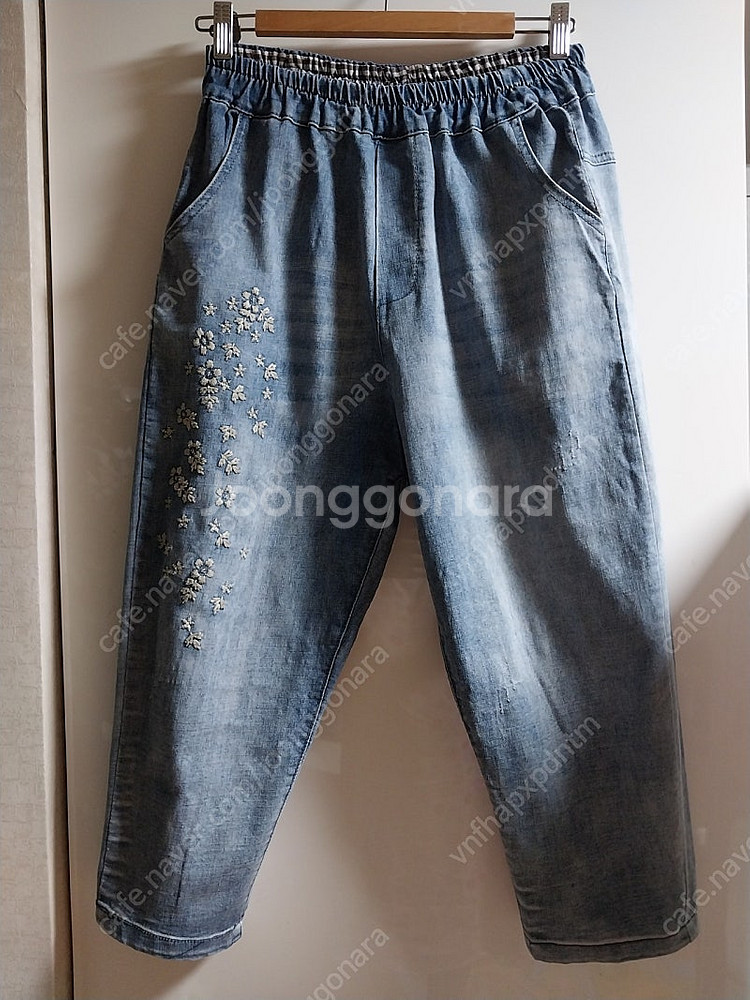 꽃자수 배기 청팬츠--0