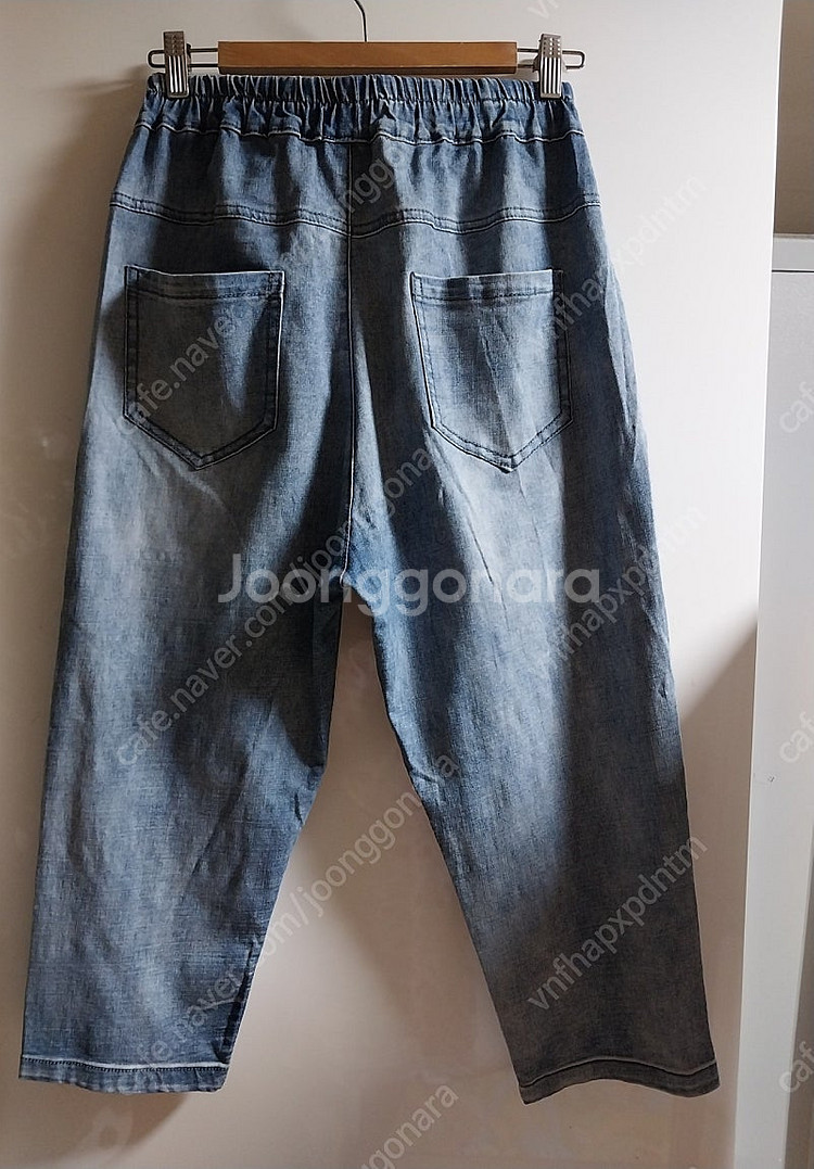 꽃자수 배기 청팬츠--5