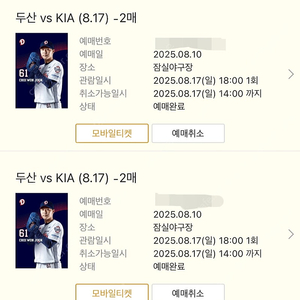 8/17 일 잠실 기아타이거즈 3루 연석