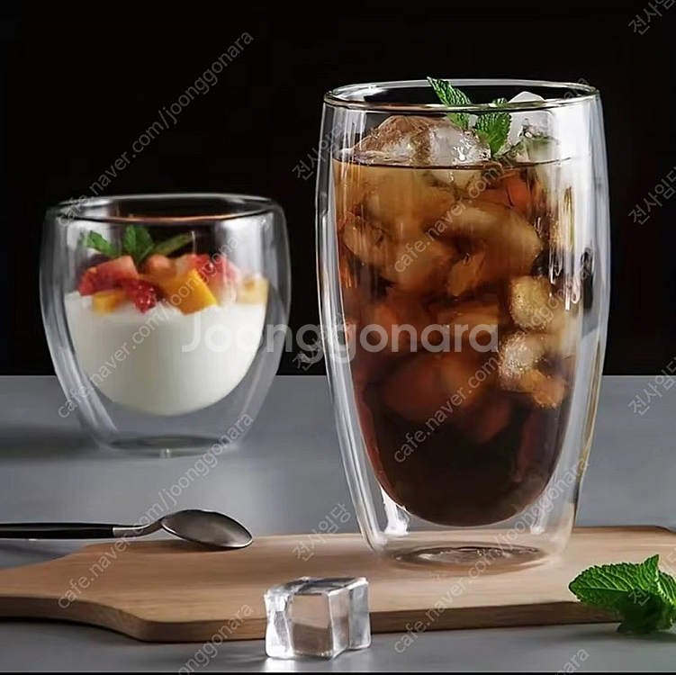 [택포] 진공 유리컵 450ml × 2개 (새상품)--2